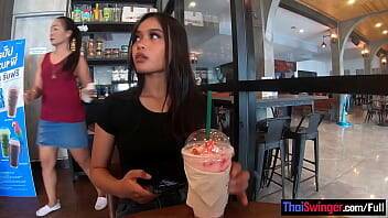 Starbucks coffee date with gorgeous big ass Asian teen girlfriend - Thailand on freefilmz.com