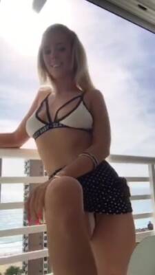 Hot Blonde On Vacation Teasing In Bikini on freefilmz.com