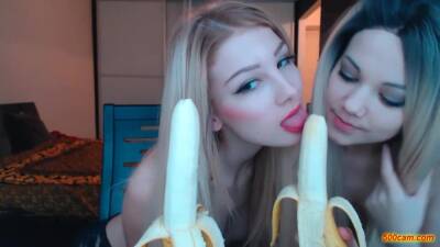 2 Nasty Blonde Girls Suck Bananas And Kiss Each Other-500camcom on freefilmz.com