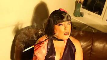 Latex Clad BBW Tina Snua Smoking A Cork Cigarette In A Long Holder - Glove Fetish - Britain on freefilmz.com