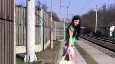 Teen and big monster Masturbating at the train station on freefilmz.com