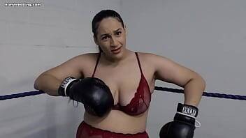 Curvy BBW Boxing in Lingerie on freefilmz.com