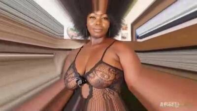 Voluptuous Ebony woman in erotic bodystocking is cheating on her partner and enjoying it a lot on freefilmz.com
