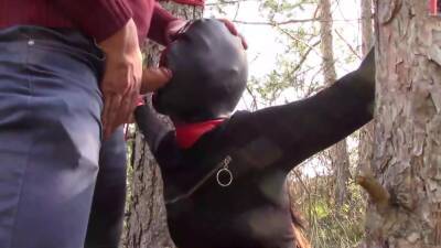 Tied To A Tree, Masked And Outdoor Deepthroat With No Mercy on freefilmz.com