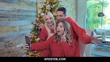 Cute Adopted Daughter Joins Her Foster Parents For Christmas Fuck on freefilmz.com
