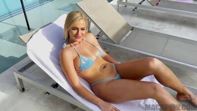 Hot Blonde Neighbor Comes Over for a Dip in the Pool and Some Dick! on freefilmz.com