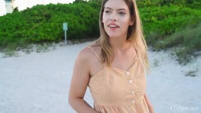 Magnificent bikini model, Leah got naked on the beach and did some nude posing and teasing on freefilmz.com