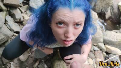 Cute Schoolgirl With Blue Hair Gives Blowjob And Sex To Get Cum On Face on freefilmz.com