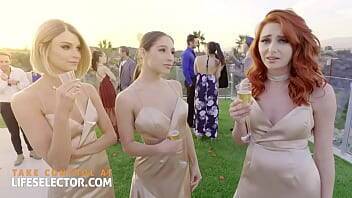 Three bridesmaids with wet tight pussies and one cock on freefilmz.com