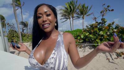 Interracial sex on the beach with adorable ebony Moriah Mills on freefilmz.com