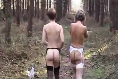 Sara and Jade strip in the woods - Britain on freefilmz.com