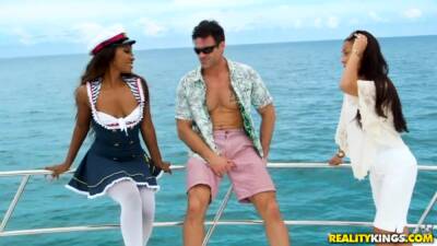 Ebony sailor woman Skylar Nicole gets her pussy rammed on the yacht on freefilmz.com