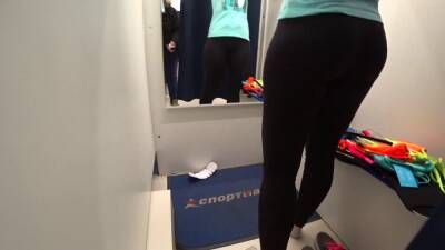Mature milf and her young daughter in a public fitting room. Different swimsuits and mini bikinis on sexy big ass. - Russia on freefilmz.com