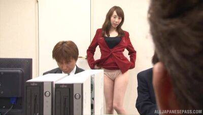 Clothed Japanese angel is ready for some wild fun at the office - Japan on freefilmz.com