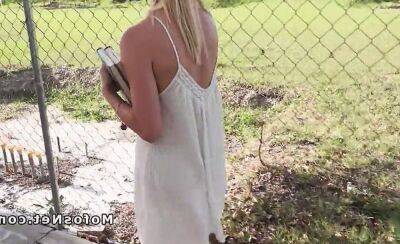 Braless blonde bangs in public on freefilmz.com