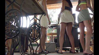 Hot neighbors do not like wearing panties show legs on high heels in barbeque party with pussy oops on freefilmz.com