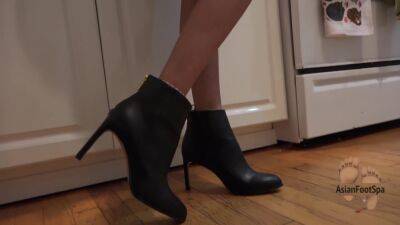 High Heeled Leather Boots While Making Dinner on freefilmz.com