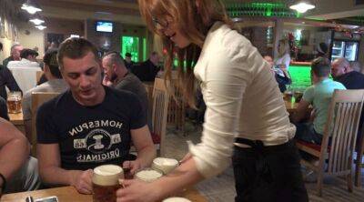 Cute waitress agrees to take several dicks in the bar on freefilmz.com