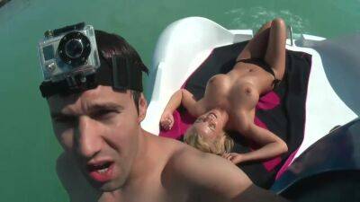 Hot Blonde Big Sexy Tits Threesome Sex On Pedal Boat on freefilmz.com