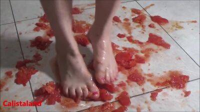 Several Tomatoes Are Crushed Under My Wonderful Bare Feet on freefilmz.com