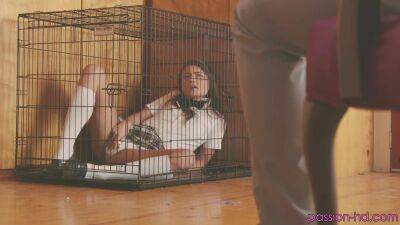 Caged teen fucked and gagged in her first family maledom on freefilmz.com