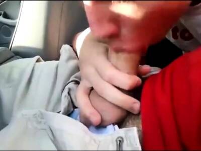 Young twink sucks dick in car and swallows on freefilmz.com