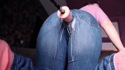 Creamy Squirt Dripping from MILF Jeans from Mechanical Dick on freefilmz.com