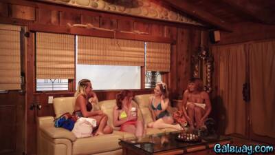 Teens having the beach party indoors and it gets steamy on freefilmz.com