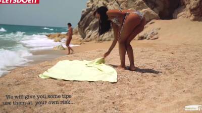 (Noe Milk) - Black Latina with Big Ass Fucked Passionately on Public Beach on freefilmz.com