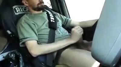 Str8 French trucker jerks his cock while driving - France on freefilmz.com