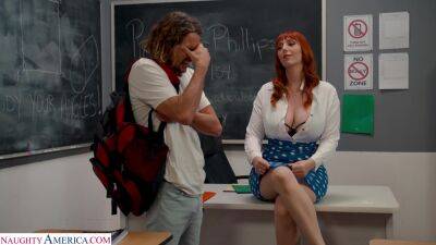 Redhead with huge tits in mesmerizing classroom porn tryout on freefilmz.com