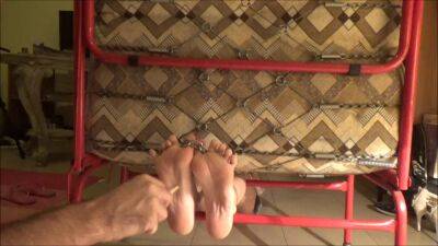 Horny amateur loves BDSM and having someone tickling her feet on freefilmz.com