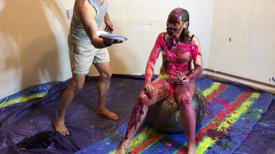 Very Naughty Sexy Girl, Playing With Custard Pies And Messy Slime on freefilmz.com