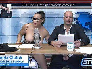 Camsoda-Newscaster rides sybian during news on freefilmz.com