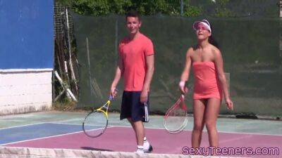 Fourway teens pussyfucked on tennis court on freefilmz.com