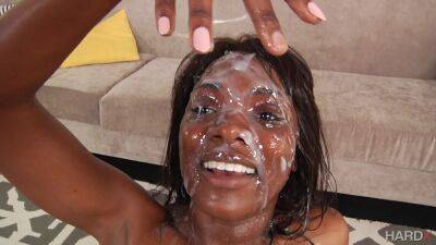 Best facial for this skinny ebony during her first gangbang special on freefilmz.com