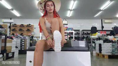 No panties upskirt in a shoe store on freefilmz.com