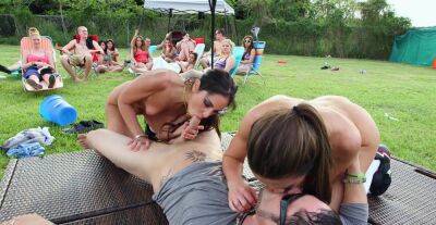 Steamy outdoor dick sharing orgy during hot backyard party on freefilmz.com