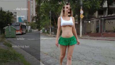 Exhibitionist HotWife with nano skirt and top on street - Brazil on freefilmz.com