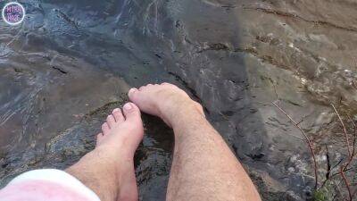 Big Feet And Hairy Legs Splashing At The Beach on freefilmz.com