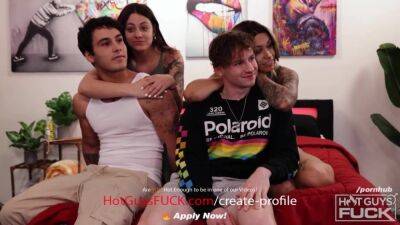 Busty Tattooed Latina Shows New Hunk How To Fuck! - swingers swapping in foursome on freefilmz.com