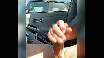 Naked driving dick masturbation cum next to jeep on freefilmz.com