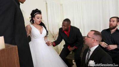 Busty nude MILF gets laid with a bunch of black dudes on her wedding day on freefilmz.com