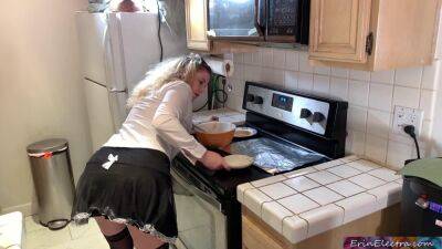 The maid takes a hard pecker in the kitchen on freefilmz.com