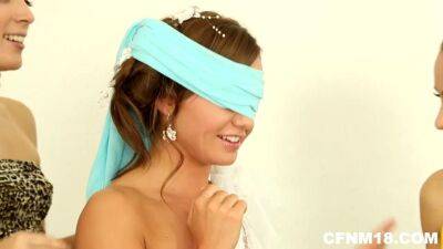 Blindfolded bride gets hot gift for her bachelorette party on freefilmz.com