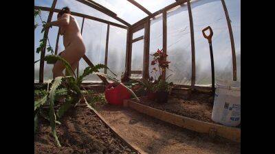 Naked Greenhouse Worker Planting Cacti on freefilmz.com