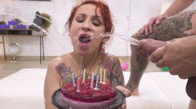 Birthday party Natasha DAP 0% twat rough gangbang on freefilmz.com