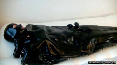 Sexy Latex Slave In The Rubber Bondage Body Bag on freefilmz.com