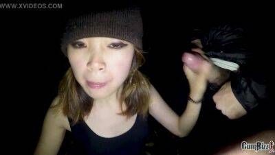 Asian teen quickly finish up her public blowbang before curfew - Japan on freefilmz.com