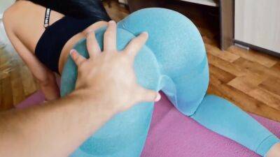Helping stepmom to warm up during a yoga workout on freefilmz.com
